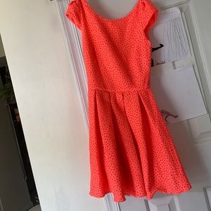 Hot Coral Glitter Dots Skater Dress